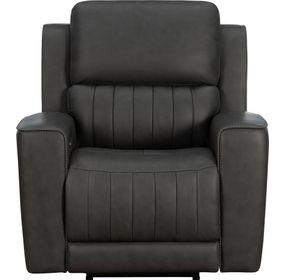 Pierce Homerun Dark Gray Leather Zero Gravity Power Recliner with Power Lumbar and USB Charging