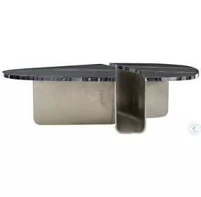 Tegan Black Forest Marble And Shiny Nickel Cocktail Table
