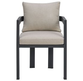 Fresca Dark Gray and Beige Outdoor Upholstered Dining Chair Set of 2