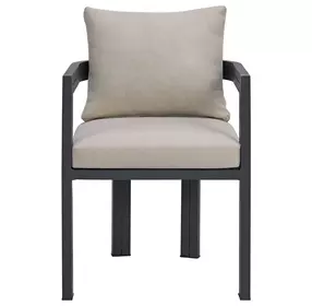 Fresca Dark Gray and Beige Outdoor Upholstered Dining Chair Set of 2