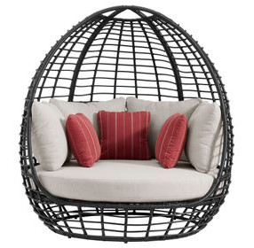Fresca Beige Outdoor Upholstered Twin Egg Chair with 3 Pillows