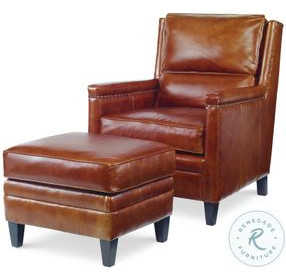 Bernard Brown Aniline Leather Chair And Ottoman