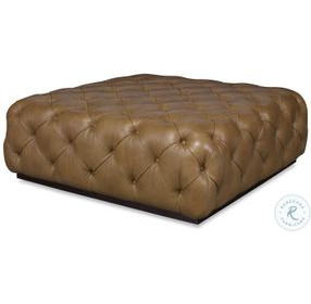 Rueben Brown Leather Tufted Cocktail Ottoman