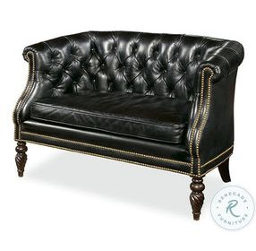 Beverly Black Semi Aniline Leather Beverly Settee