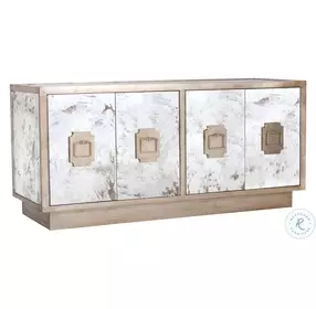 Ponti Silver Leaf Antique Mirror 4 Doors Entertainment Console