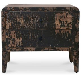 Iris Distressed Black 2 Drawer Nightstand