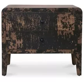 Iris Distressed Black 2 Drawer Nightstand