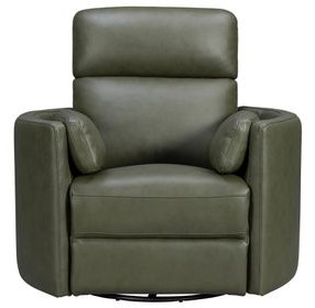 Radius Lyric Sage Leather Swivel Glider Power Recliner with USB Charging