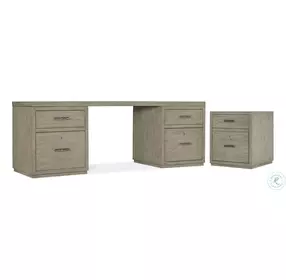 Linville Falls Soft Smoked Gray 84" Home Office Set with Two File Cabinet