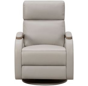 Pratt Gable Dove Leather Swivel Glider Power Recliner with Power Lumbar and USB Charging