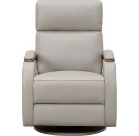 Pratt Gable Dove Leather Swivel Glider Power Recliner with Power Lumbar and USB Charging