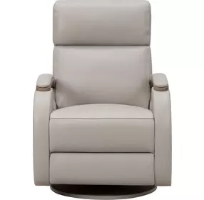 Pratt Gable Dove Leather Swivel Glider Power Recliner with Power Lumbar and USB Charging