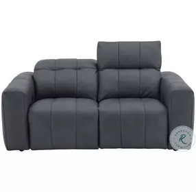 Prescott Dark Gray Leather 69" Loveseat