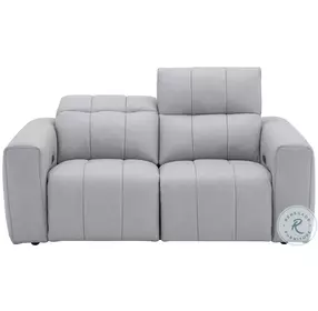 Prescott Light Gray Leather 69" Loveseat
