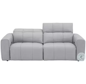Prescott Light Gray Leather 83" Sofa