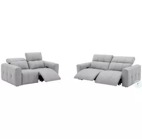 Prescott Light Gray Leather Living Room Set