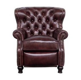 Presidential Wenlock Fudge Leather Push Thru The Arms Recliner with Nailhead Trim
