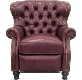 Presidential Shoreham Wine Leather Push Thru The Arms Recliner with Nailhead Trim