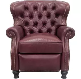 Presidential Shoreham Wine Leather Push Thru The Arms Recliner with Nailhead Trim