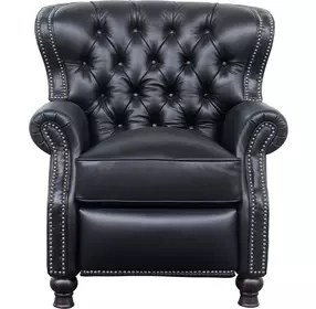 Presidential Wenlock Onyx Leather Push Thru The Arms Recliner with Nailhead Trim