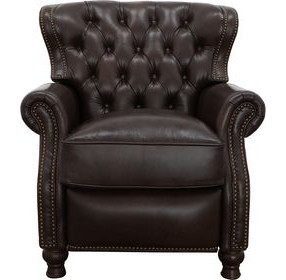 Presidential Wenlock Fudge Leather Push Thru The Arms Recliner with Nailhead Trim