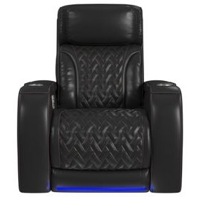 Ascend Black Leather Power Recliner with LED and USB Charger