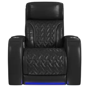 Ascend Black Leather Power Recliner with LED and USB Charger