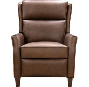 Pryce Oasis Walnut Leather Push Thru The Arms Recliner