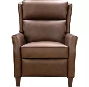 Pryce Oasis Walnut Leather Push Thru The Arms Recliner
