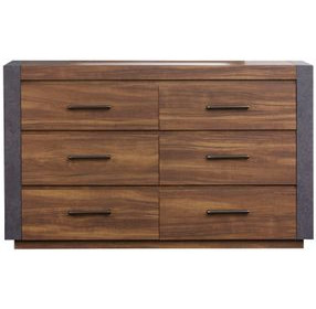 Jensen Tavern Brown and Gray 6 Drawer Dresser