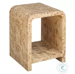 Putnam Burl Wood Waterfall Edge 2 Tier Side Table