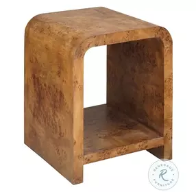 Putnam Dark Burl Wood Waterfall Edge 2 Tier Side Table