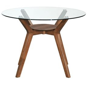 Oscar Walnut 42" Round Glass Top Dining Table