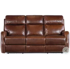 Harlan Brown Leather Zero Gravity 77" Power Reclining Sofa With Power Headrest