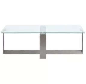 Whitehall Aged Pewter and Chrome Pucks Rectangular Glass Top Cocktail Table