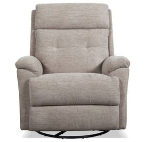 Sophisticated Oat Performance Fabric Swivel Gliding Power Recliner with Power Lumbar and USB Charging