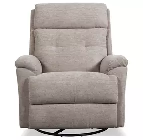 Sophisticated Oat Performance Fabric Swivel Gliding Power Recliner with Power Lumbar and USB Charging