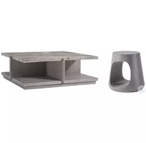 Sereno Silver Travertine Stone And Grigio Occasional Table Set