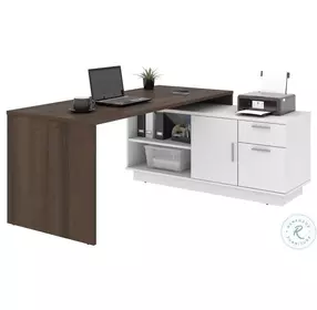 Equinox Antigua And White 71" L Shaped Desk