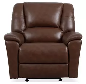 Plush Tavern Brown Leather Power Gliding Recliner with Power Lumbar and USB Charging