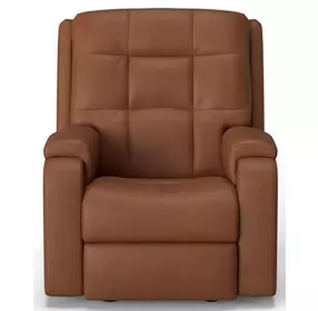 Arlo Brown Leather Triple Power Rocker Recliner with USB Charging