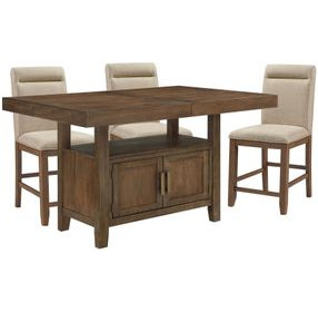 Garland Brown Extendable Rectangular Storage Counter Height Dining Room Set