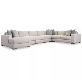 Drew Cream 6 Piece Modular Sectional with LAF Chaise and Pillows