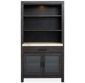 Plum Creek Ravenwood Black and White 2 Glass Door Display Cabinet with LED