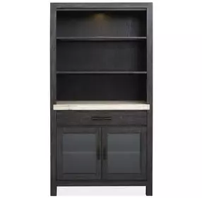Plum Creek Ravenwood Black and White 2 Glass Door Display Cabinet with LED