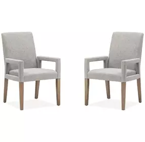 Lindon Gray Upholstered Arm Chair Set of 2