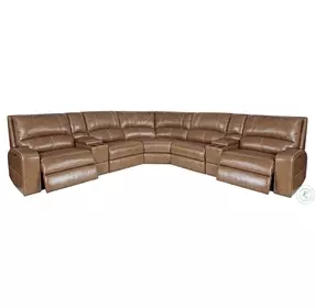 Fleet Bourbon Leather 7 Piece Modular Power Reclining Sectional