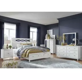 Springhouse Whisper White and Gray Upholstered Panel Bedroom Set