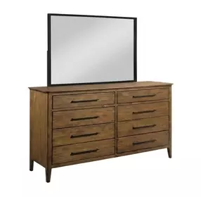 Alder Haven Warm Brunette and Matte Black 8 Drawer Larson Dresser with Rectangular Mirror