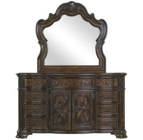 Royale Brown 9 Drawer Dresser and Mirror